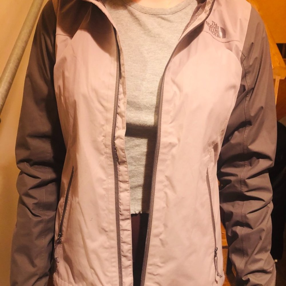 Light lavender North Face rain jacket